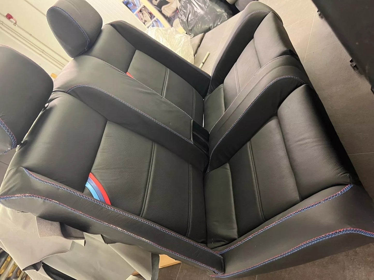 BMW E30 convertible E30 M3 black leather front sports seats. Left + right.