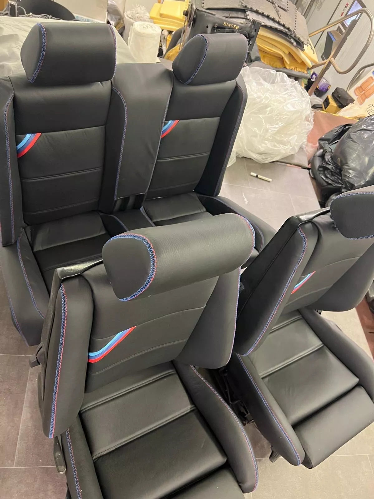 BMW E30 convertible E30 M3 black leather front sports seats. Left + right.