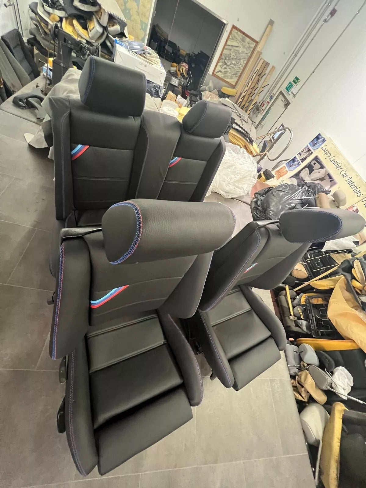 BMW E30 convertible E30 M3 black leather front sports seats. Left + right.