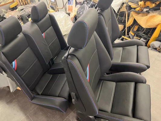 BMW E30 convertible E30 M3 black leather front sports seats. Left + right.